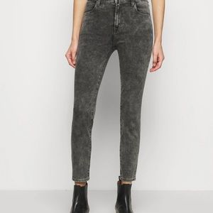 J Brand Alana High Rise Crop Stretch Black Grey Acid Wash Skinny Jeans 24